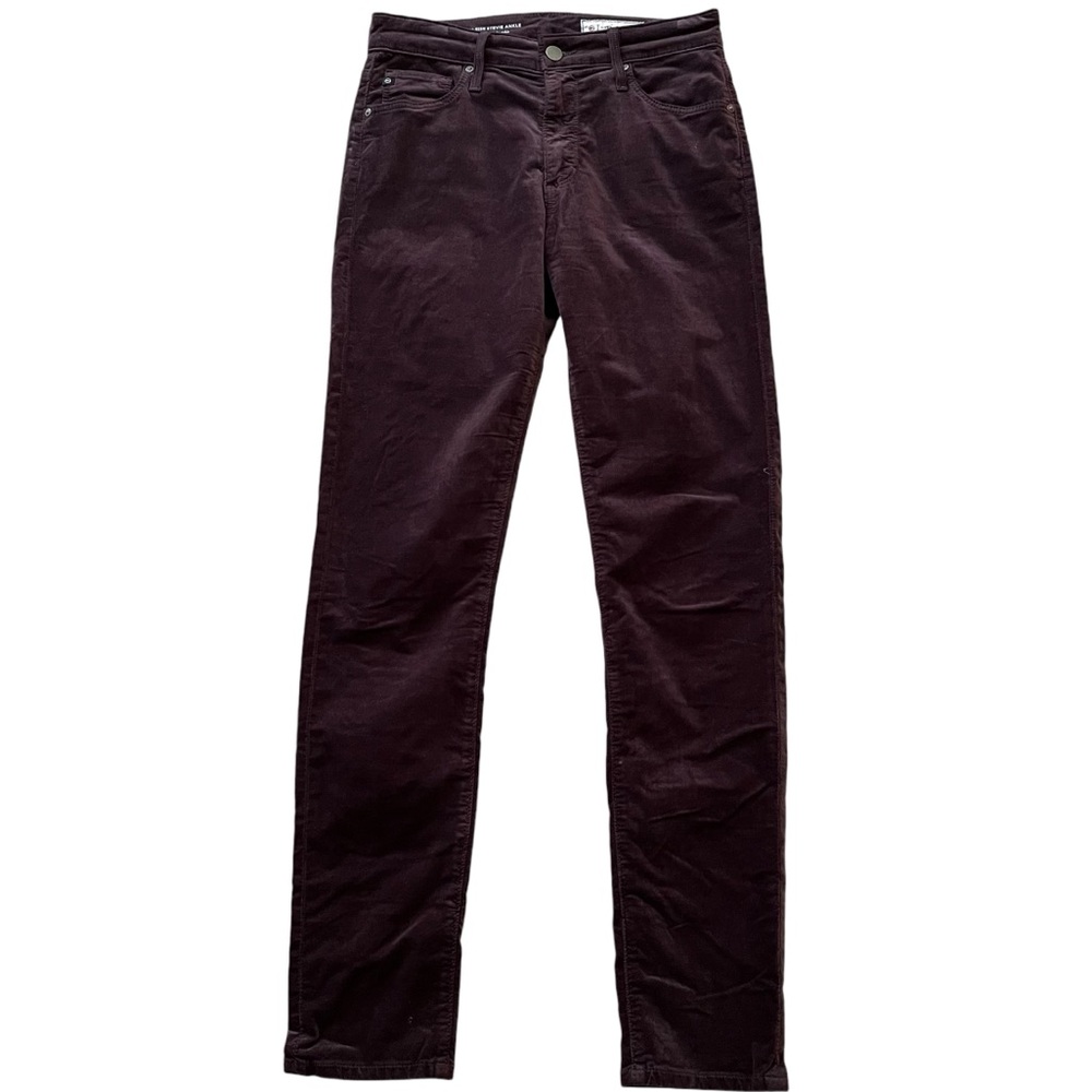 Anthropologie Adriano Goldschmied Brown Velvet "Stevie" Slim Straight Ankle Jean